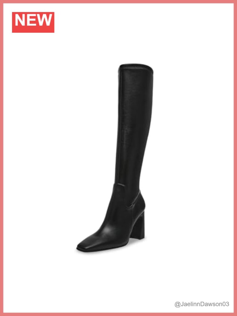 Knee High Square Toe Block Heel Pull On Boots